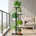 5 Tier Black Metal Plant Stand, Narrow Indoor Outdoor Plant Rack With Grid Shelves For Balcony or Corner