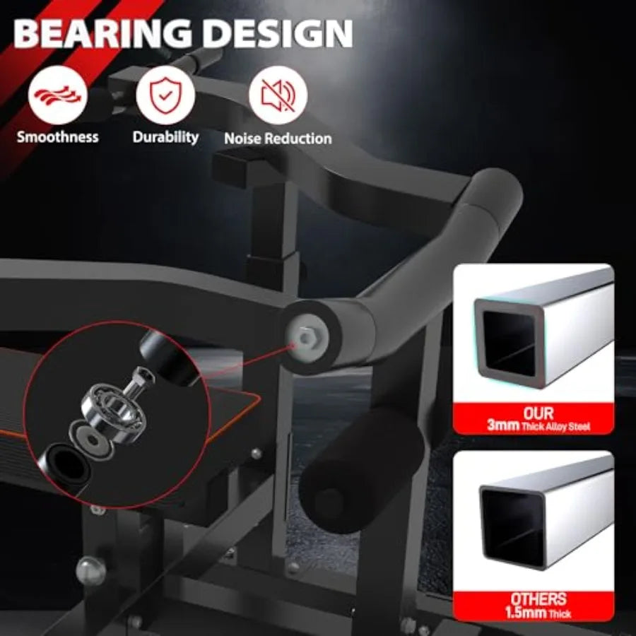 Home Gym Adjustable Chest Press Machine with Independent Converging Arms Flat/Incline Weight Bench for AB Workout Strength Trai