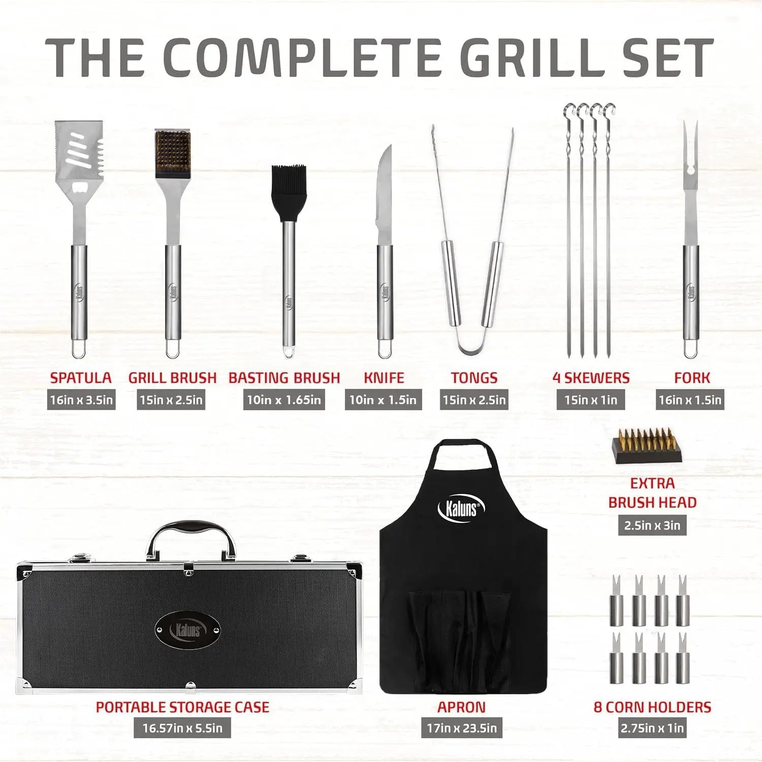 21-Piece Stainless Steel BBQ Tool Set with Aluminum Case, Apron & Skewers, Perfect Grilling Gifts for Dad