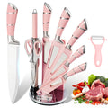9PCS Kitchen Knife Set Stainless Steel Hollow Handle Sharp Meat Cutting Cooking Knife Scissors Bread Knife Fruit Peeler