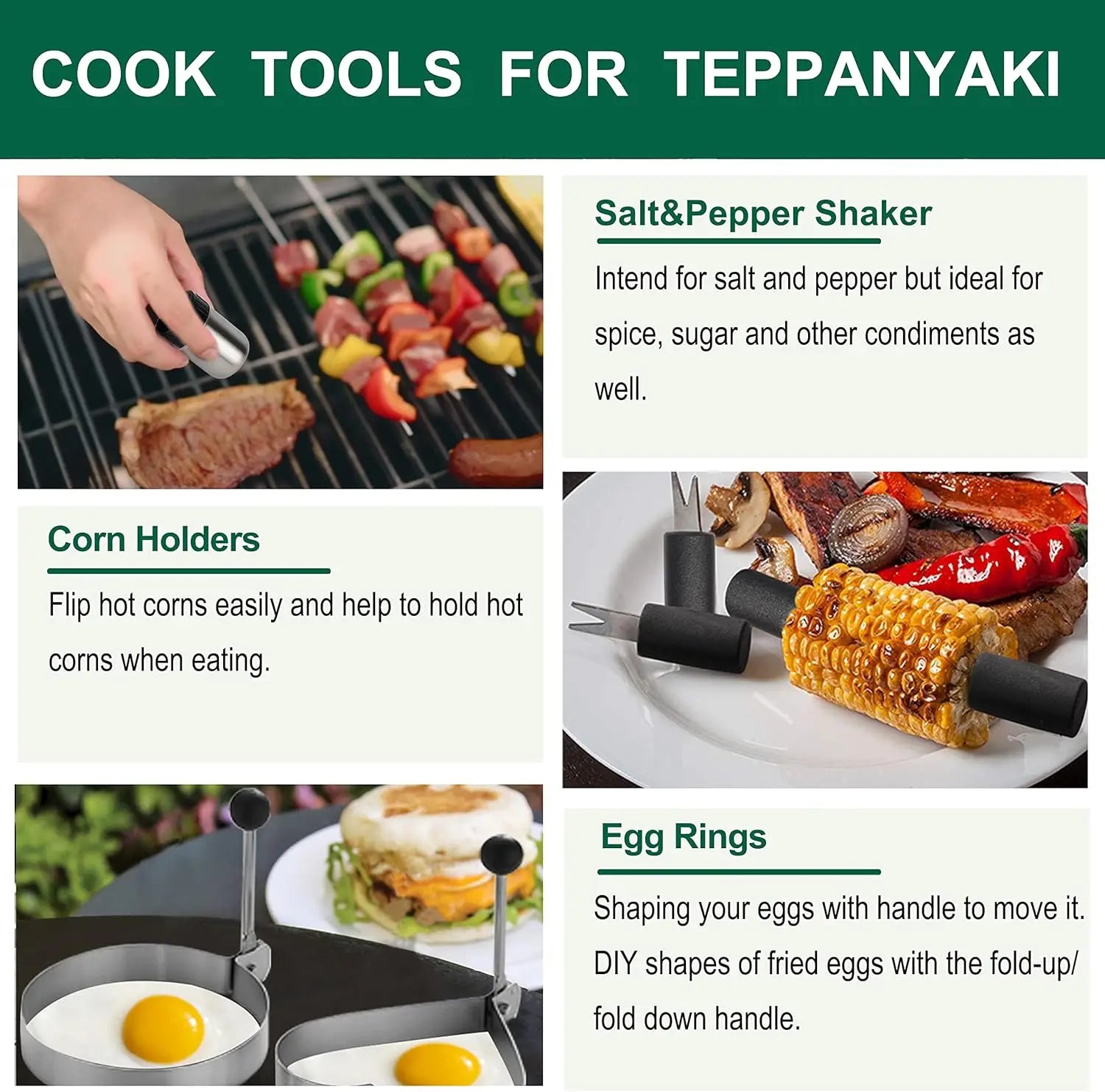 46PC Griddle Accessories Set with Robust Plastic Handle, All-in-One Griddle Tools Kit for Flat Top Grills Teppanyaki Hibachi, St
