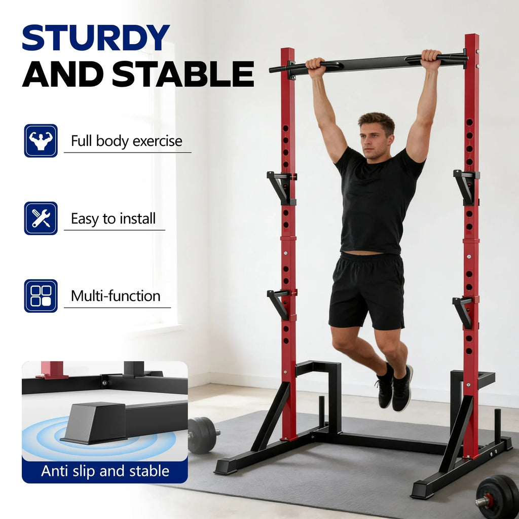 Multifunction Power Rack with Pull up Bar, Heavy Capacity 360kg, Height Adjustable Squat Stand Rack for Home Gym Equipment, Power Tower Pull Up Dip Station Training Fitness Equipment for Home Outdoor Muscles Trainer, Barbell