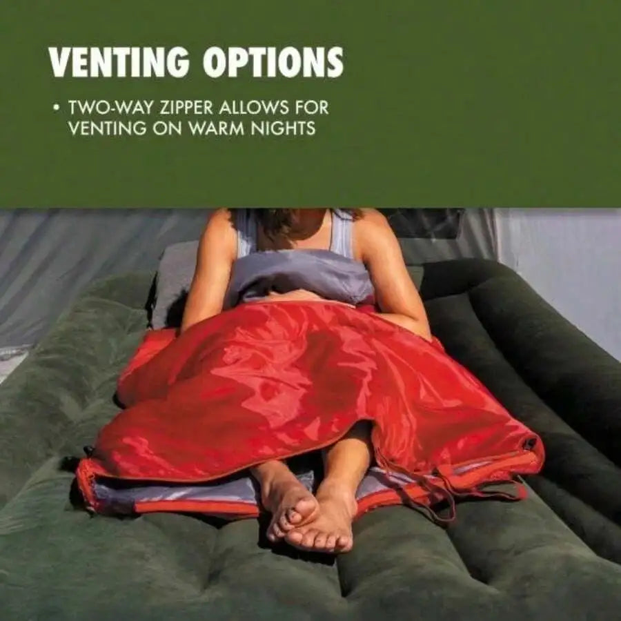 Adult Rectangular Sleeping Bag With Two-Way Zipper For Warm Nights Camping