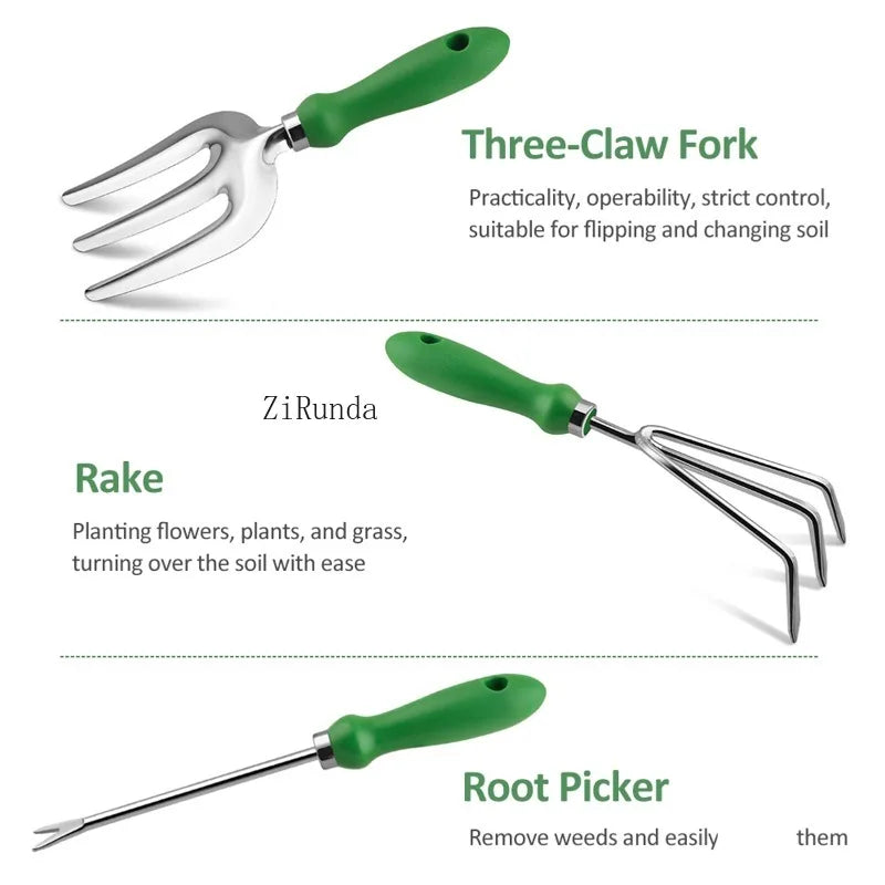 Garden Tool Set, Heavy Duty Gardening Work Set, 11 Piece Stainless Steel Hand Garden Tool Kit