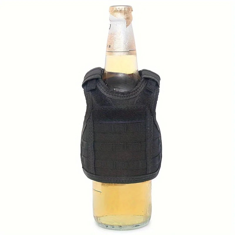 600D Oxford Cloth Mini Beer Bottle Vest Cover Washable Tactical Beverage Can Holder