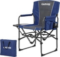 1 Pack / 2 Pack Oversized Heavy Duty Folding Directors Chair for Adults, 400 Lbs Capacity Portable Camping Chair with Side Table, Cup Holder & Side Pocket, Lawn Chairs for Camping, Beach, Garden, RV