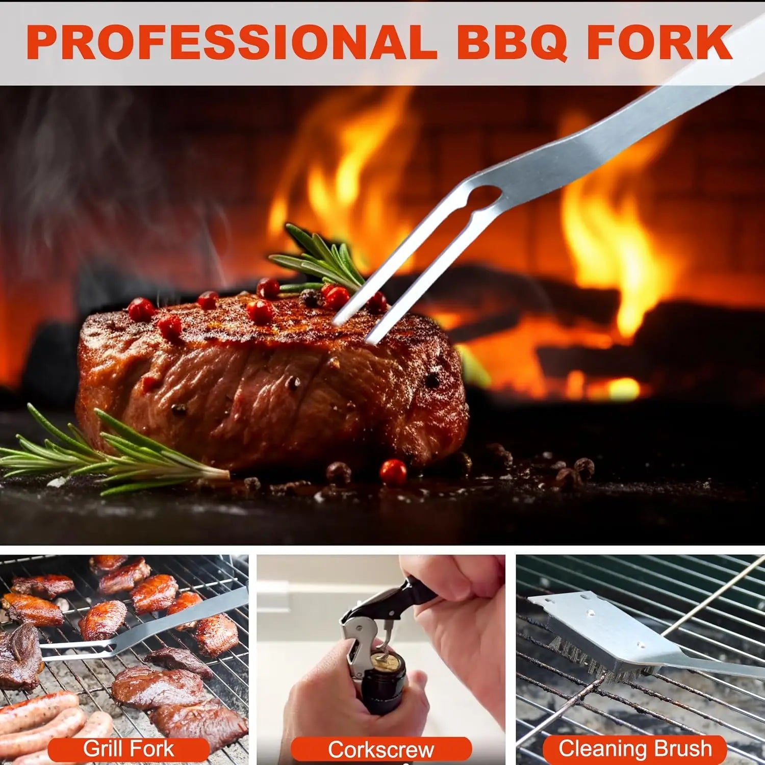 22PCS Stainless Steel BBQ Tool Set with Aluminum Case - Outdoor Grilling Kit for Men & Dad