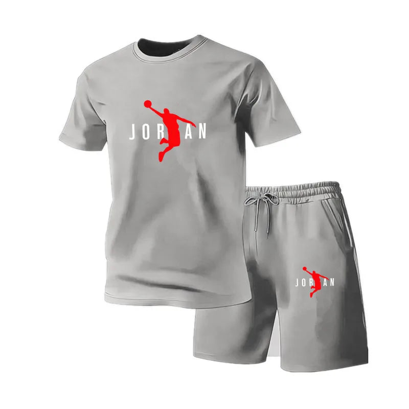 Summer Fashion, Casual Sports, Two Piece Set Youth Men's Short sleeved T-shirt Shorts Set