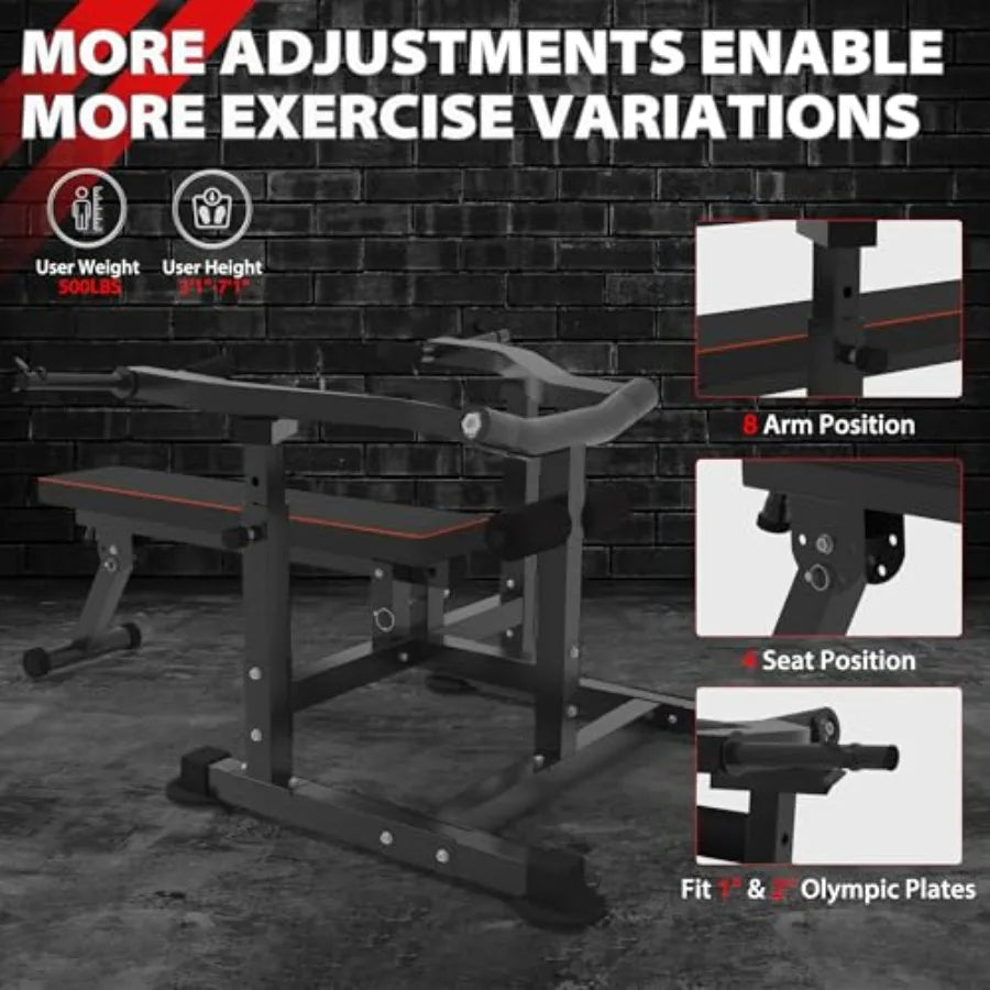 Home Gym Adjustable Chest Press Machine with Independent Converging Arms Flat/Incline Weight Bench for AB Workout Strength Trai