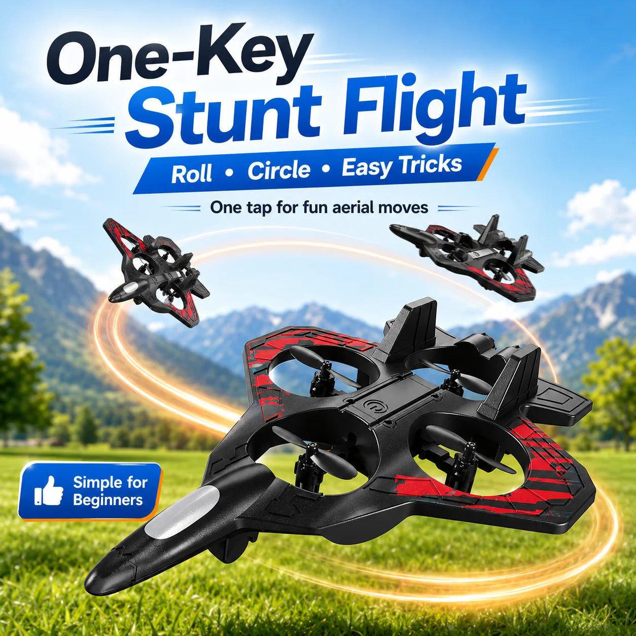 ZNLYRION YL87 EPP Foam Fighter RC Plane Fixed Altitude Hover LED Light 360 Stunt Roll Impact Resistant Kids Toy Drone