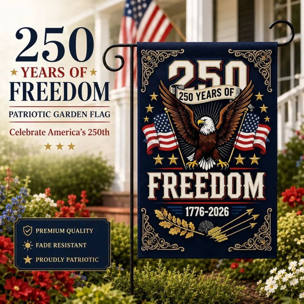 Patriotic Garden Flag 30x45cm 12x18in Polyester 250 Years of Freedom 1776-2026 Eagle American Flag Yard Banner Independence Day Memorial Day Veterans Day Porch Garden Lawn Pathway Farmhouse Home Entrance Outdoor Decor Holiday