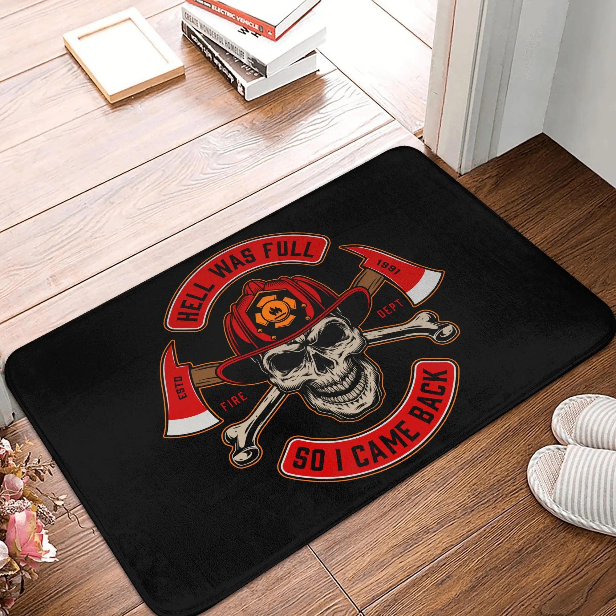 Firefighter Front Door Mat, Anti-Slip, Waterproof, Fire Rescue Doormat, Living Room, Entrance Rug