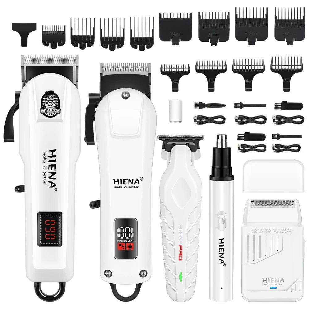 Professional Hair Clippers, Rechargeable Hair Trimmer, Men's Electric Ear and Nose Hair Trimmer Grooming Kit, Rechargeable Electric Razor, 4 Piece Set