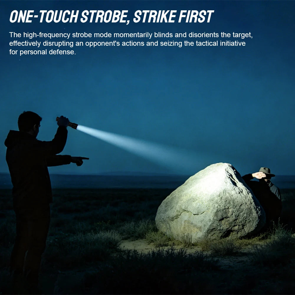 Trustfire T25R 2000 Lumen Dual-Tail-Switch Tactical Flashlight One-Touch Strobe Type-C Rechargeable Battery IPX7 Waterproof