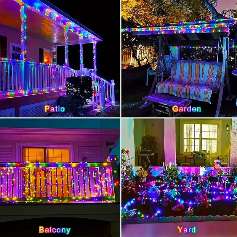 Multi Color Lights, Solar, Garden Lights, String Lights with 8 Modes, Waterproof Wire Lights,