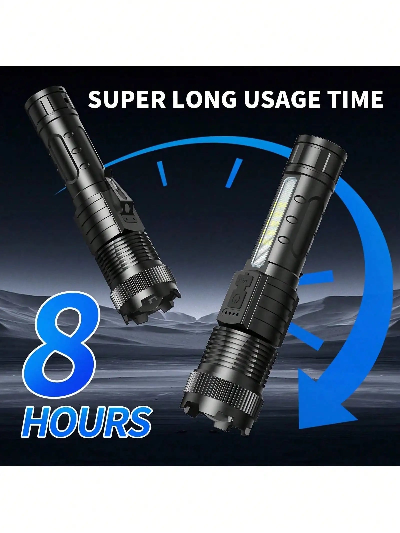 High Lumens Rechargeable Led Battery Powered With 6 Modes Multifunctional Flashlights,  Powerful Handheld Flash Lights Perfect For Emergency Power Outage