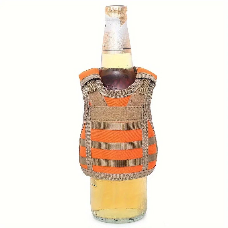 600D Oxford Cloth Mini Beer Bottle Vest Cover Washable Tactical Beverage Can Holder