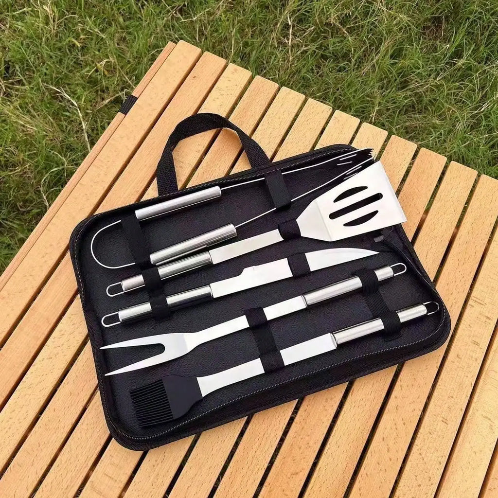 Multi Function Stainless Steel Grilling Tools Set Portable Camping BBQ Kit With Durable Waterproof Carry Case For Outdoor Backyard Barbecue Cooking