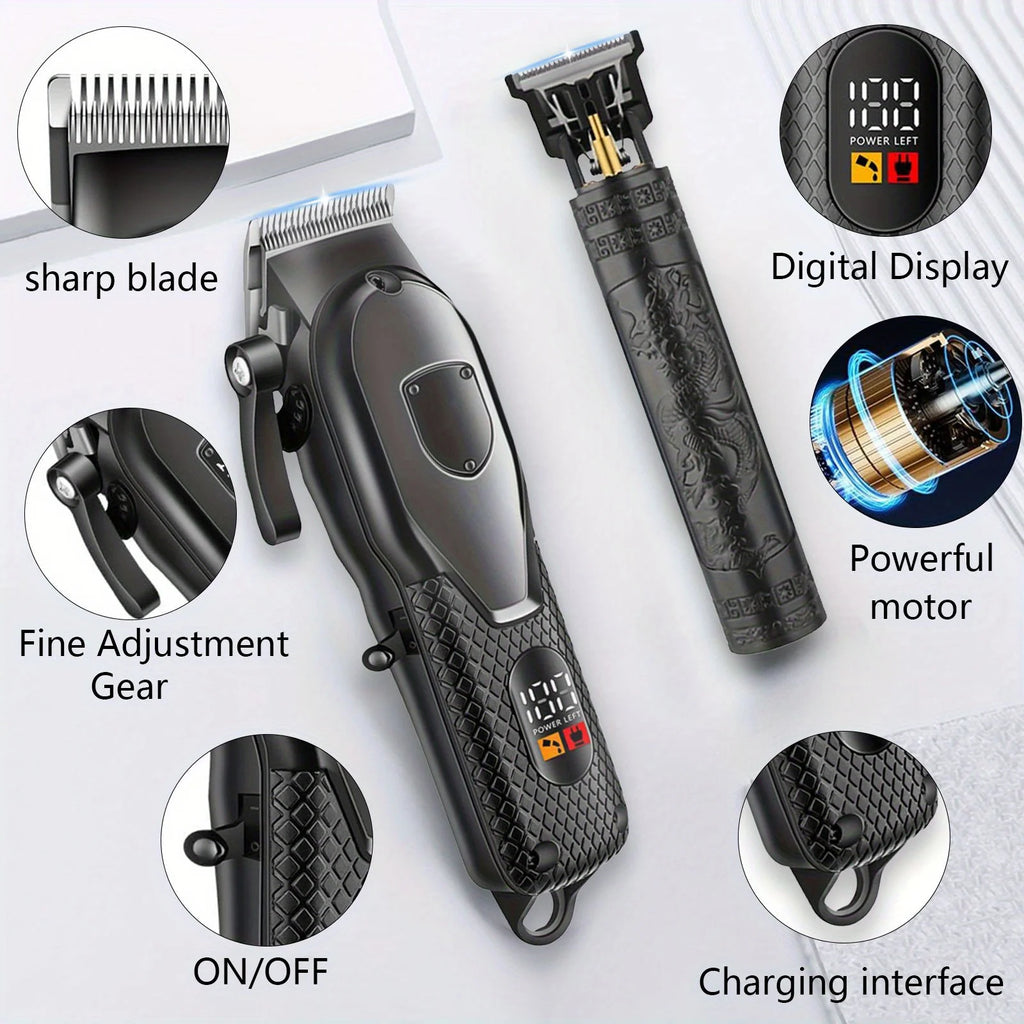 Hair Clippers Set for Men,  LED Display, Professional Cordless Hair Clipper Shaver Beard Trimmer Holiday Gift for Him