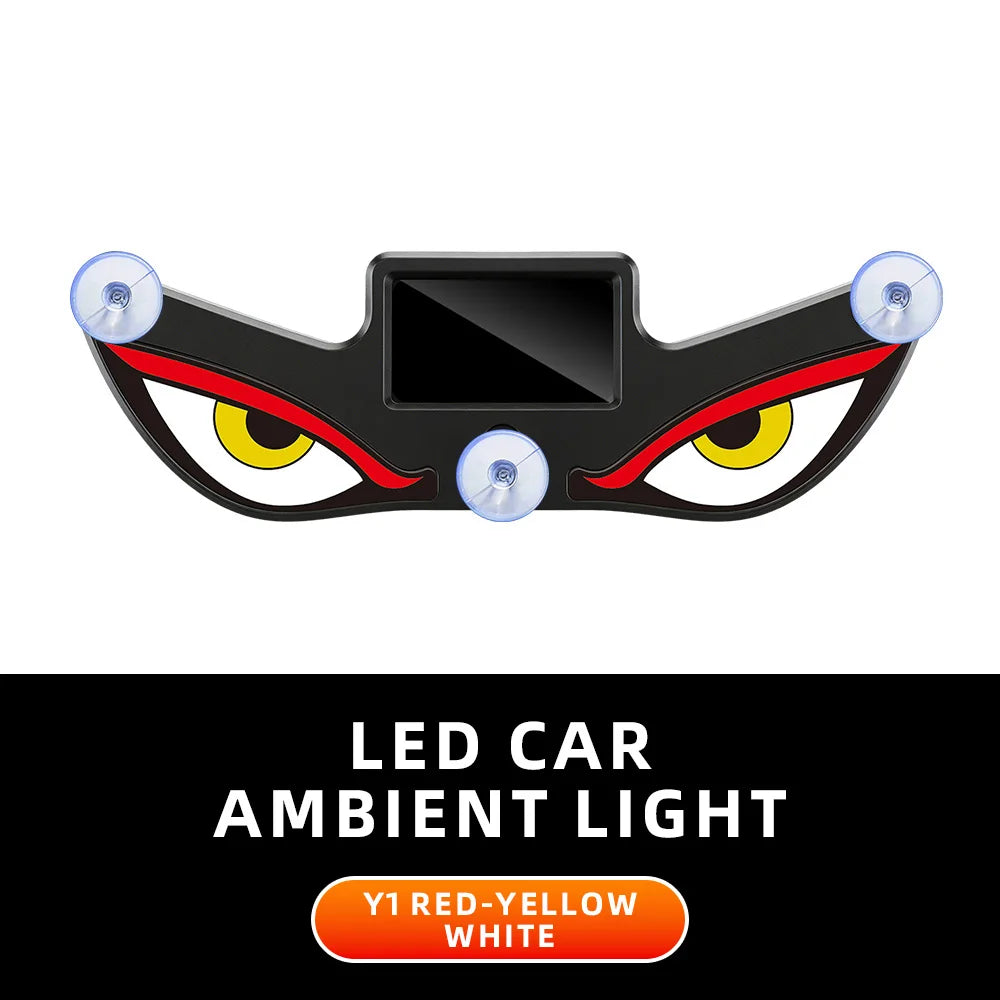 Solar Powered Car Neon Light Wireless Cool EYE Led Ambient Light Suction Cup USB Rechargeable