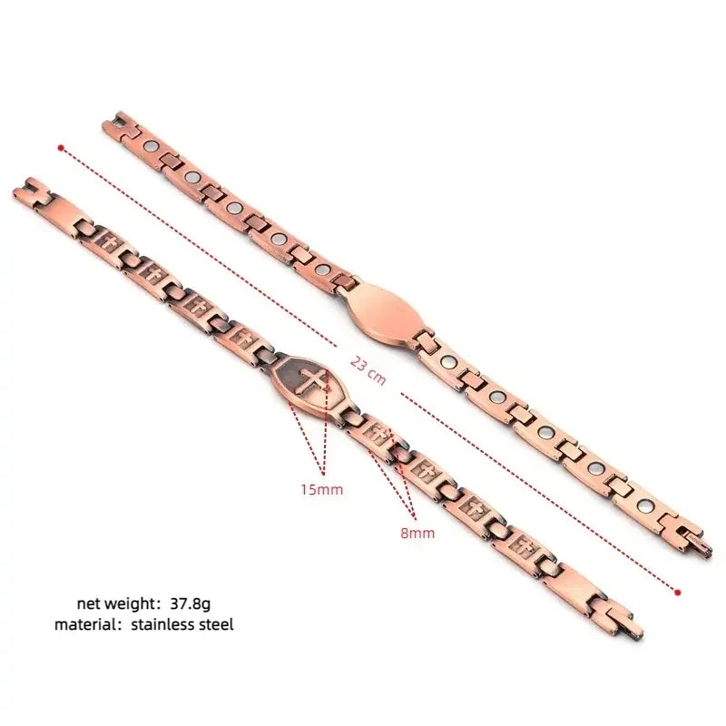 Copper Bracelets 99.99% Pure Copper Magnetic Bracelets with Effective Neodymium Magnets, Adjustable Jewelry with Sizing Tool