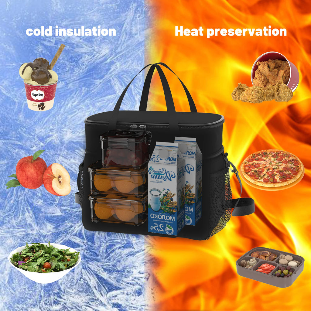 Insulated Cooler Bag, Leakproof Portable Thermal Lunch Cooler Tote with Adjustable Shoulder Strap, Large Capacity Waterproof Cooling Bag for Picnic, Camping, Beach, Travel, Work, Outdoor BBQ