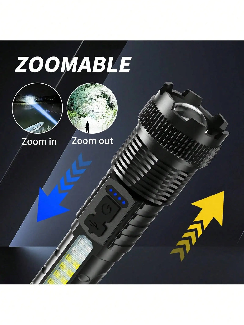 High Lumens Rechargeable Led Battery Powered With 6 Modes Multifunctional Flashlights,  Powerful Handheld Flash Lights Perfect For Emergency Power Outage