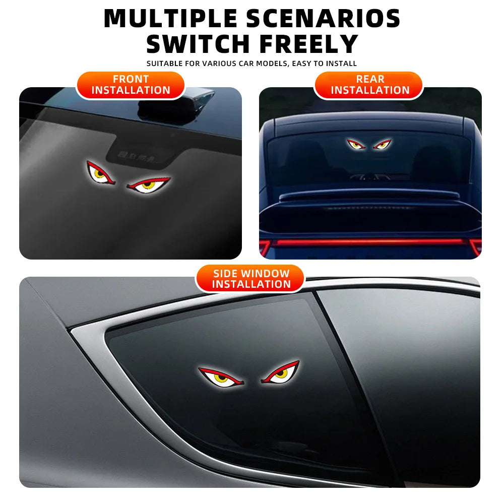Solar Powered Car Neon Light Wireless Cool EYE Led Ambient Light Suction Cup USB Rechargeable