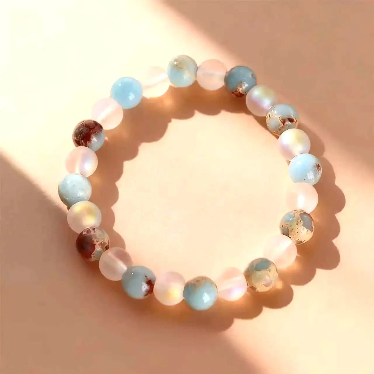 Halo Quartz and Ocean Sediment Beaded Bracelet Unisex Shoushan Stone Refreshing Purifying Magnetic