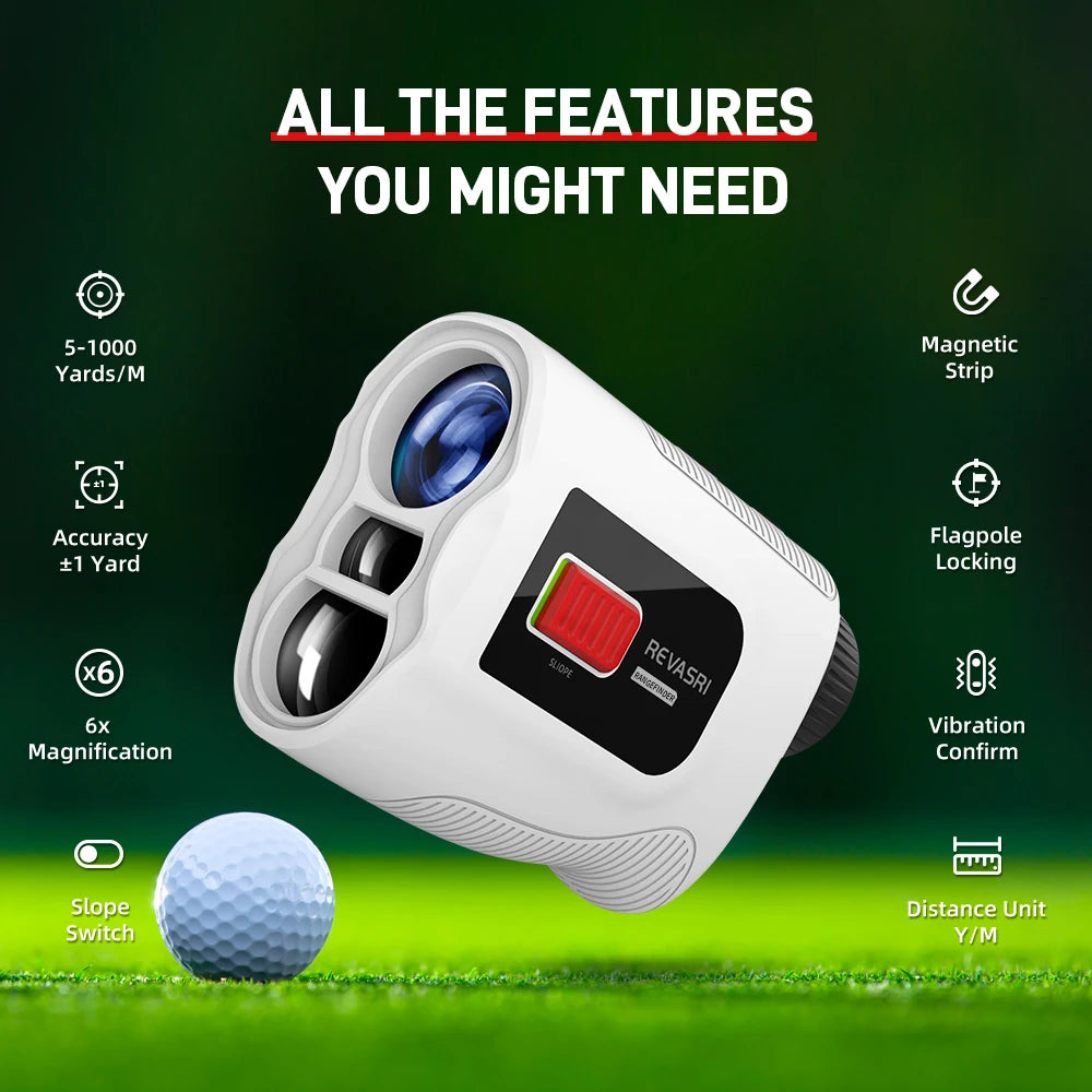 Golf Rangefinder 1000 Yards with Slope Flag Lock Vibration, Type-C Rechargeable, 6X Rangefinder For Golf Tournament