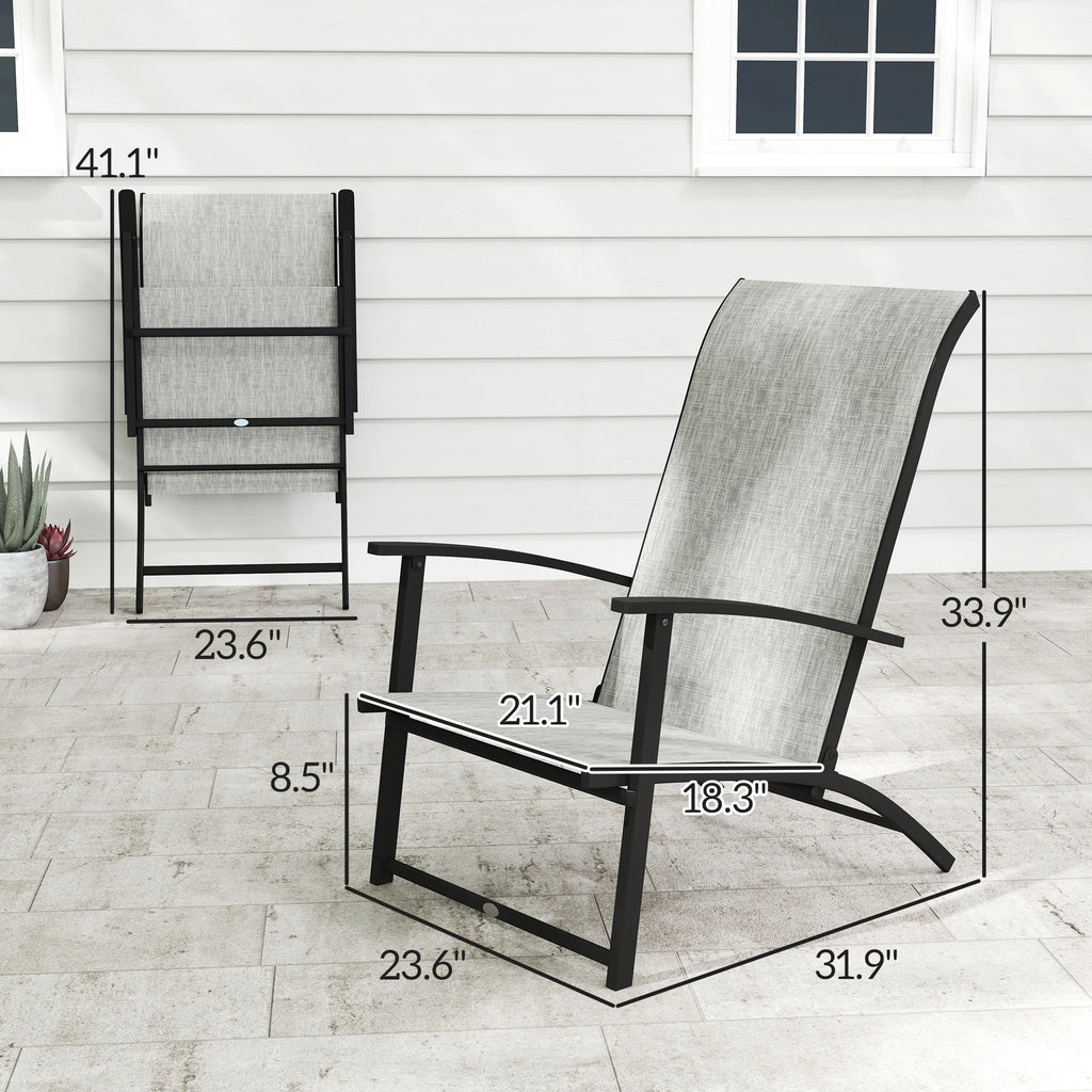 Folding Patio Chairs Set of 2, Portable Camping Chairs, Gray