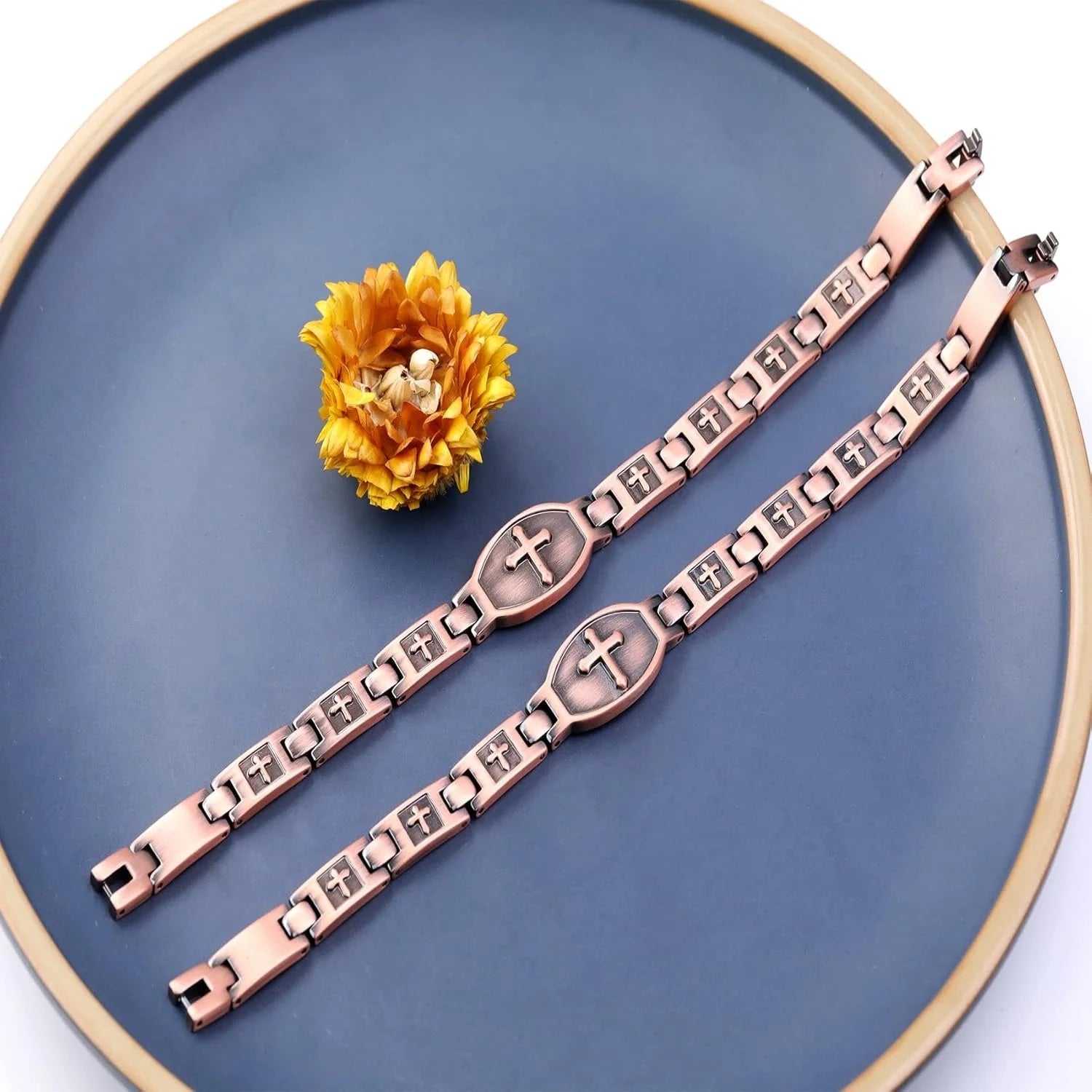 Copper Bracelets 99.99% Pure Copper Magnetic Bracelets with Effective Neodymium Magnets, Adjustable Jewelry with Sizing Tool