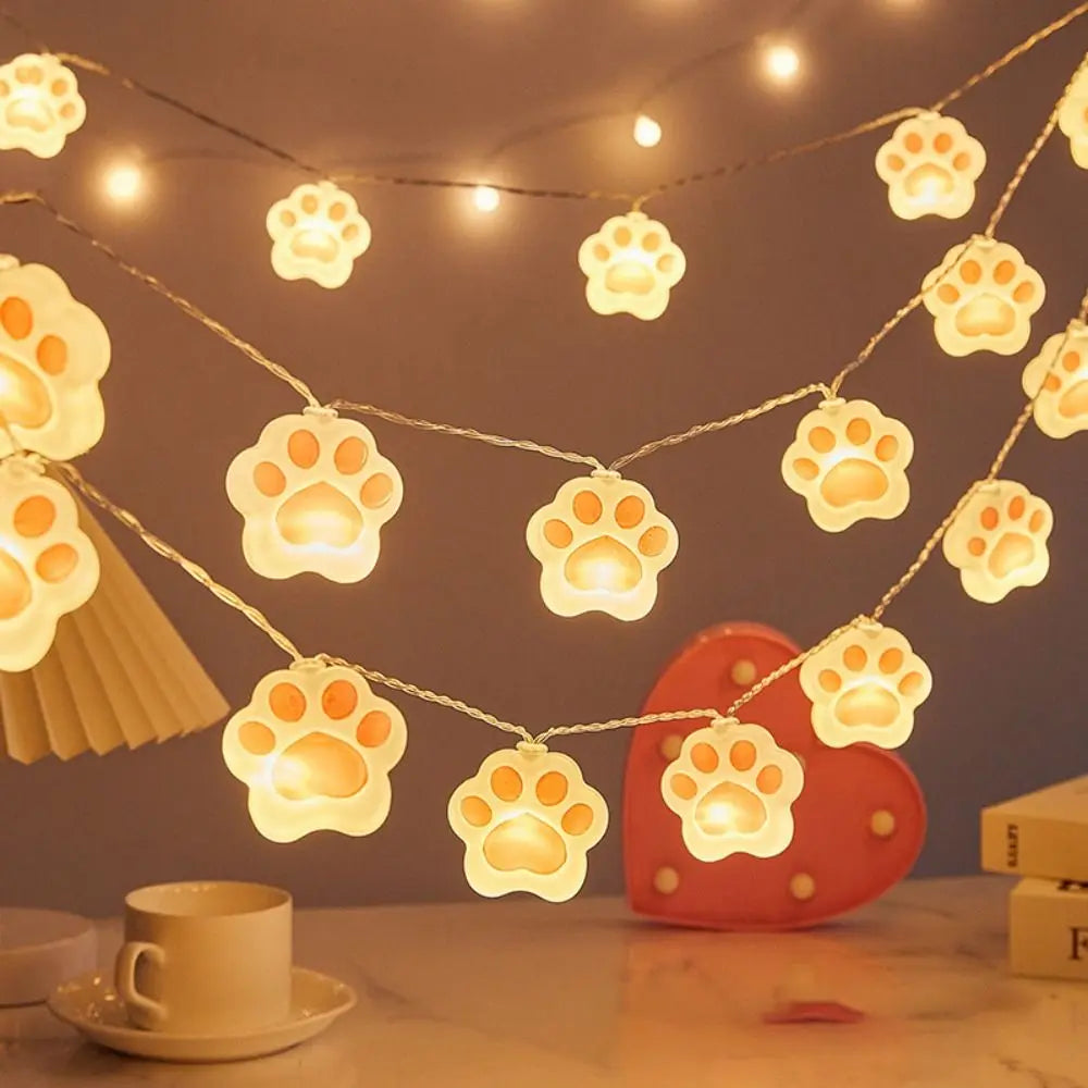 PVC LED Night Lights, Cat Paw, Waterproof, Fairy String Lights, USB/Battery Operated, Garden Lamp / Bedroom Decor
