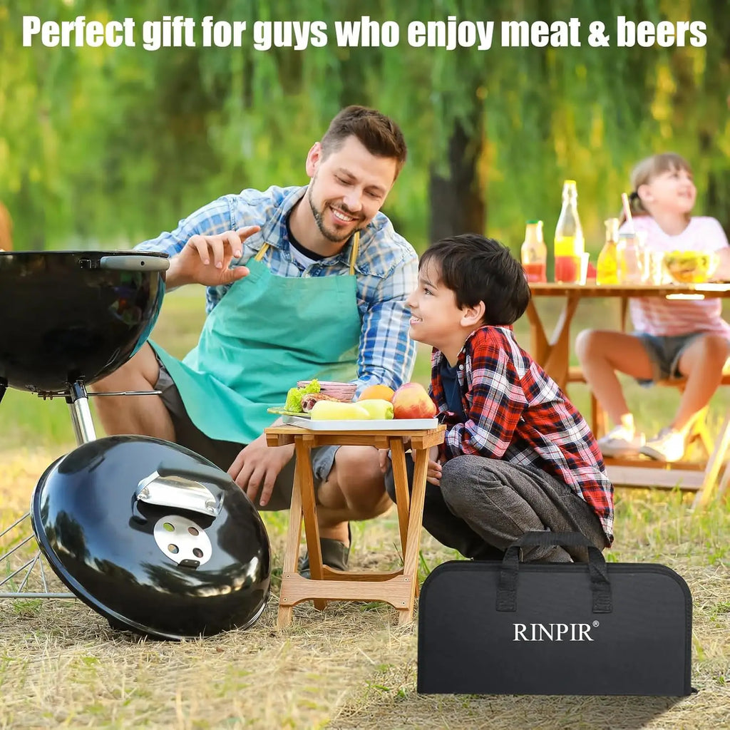 31pcs BBQ Grill Accessories Set - Heavy Duty Grilling Tools Gift for Men Dad, Stainless Steel Utensils Kit with Mats, Brush, Carrying Bag