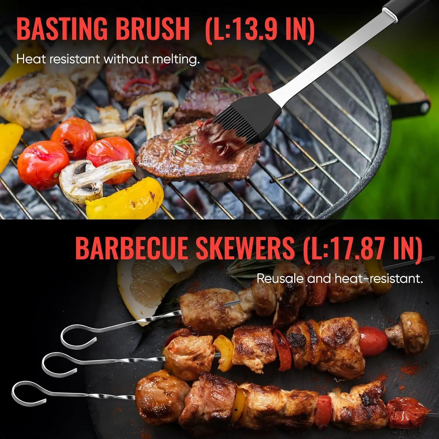 BBQ Accessories, Grill Tools, Stainless Steel Barbecue Grill Accessories, Professional Barbecue Utensils, Camping/Backyard Grilling Gifts for Men/Women