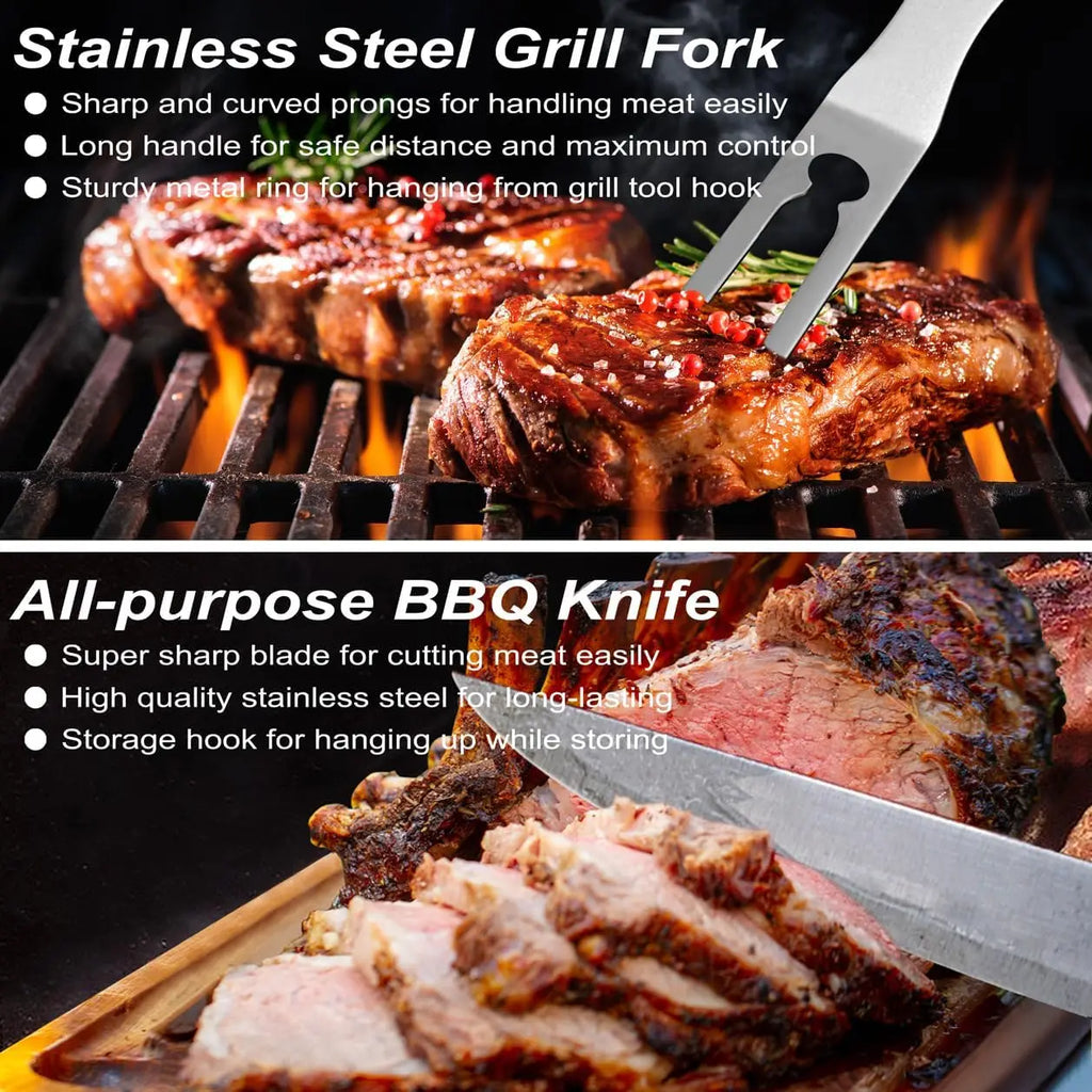 29 PCS BBQ Grill Accessories Stainless Steel Grilling Tools Set with Storage Bag for Camping, Gift for Men