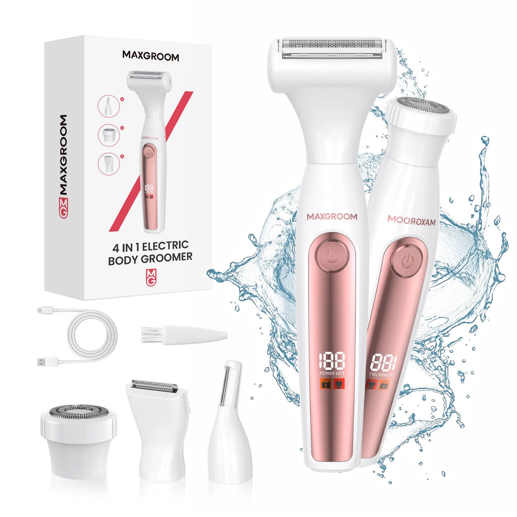 4-in-1 All-Purpose Groomer for Women Portable Facial Electric Shaver Painless Bikini Body hair Trimmer IPX6 Waterproof