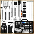 Heavy Duty Stainless Steel Grill Set with Meat Thermometer, Case and Apron for Outdoor BBQ