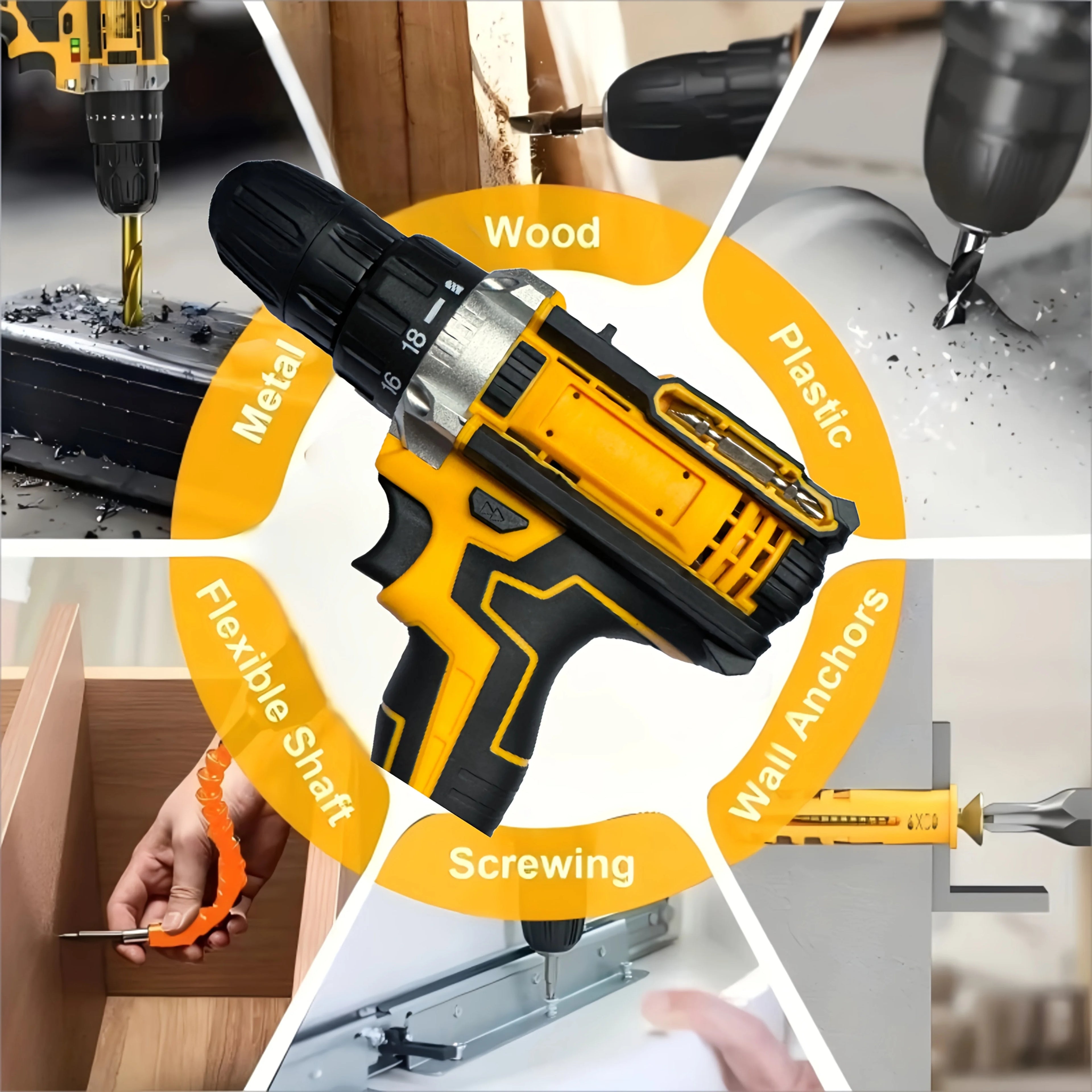 24-Piece Set Dual-Speed Dual-Battery Charger Lithium Drill Kit with LED Light And Carry Case - Electric Screwdriver with Tool Bo