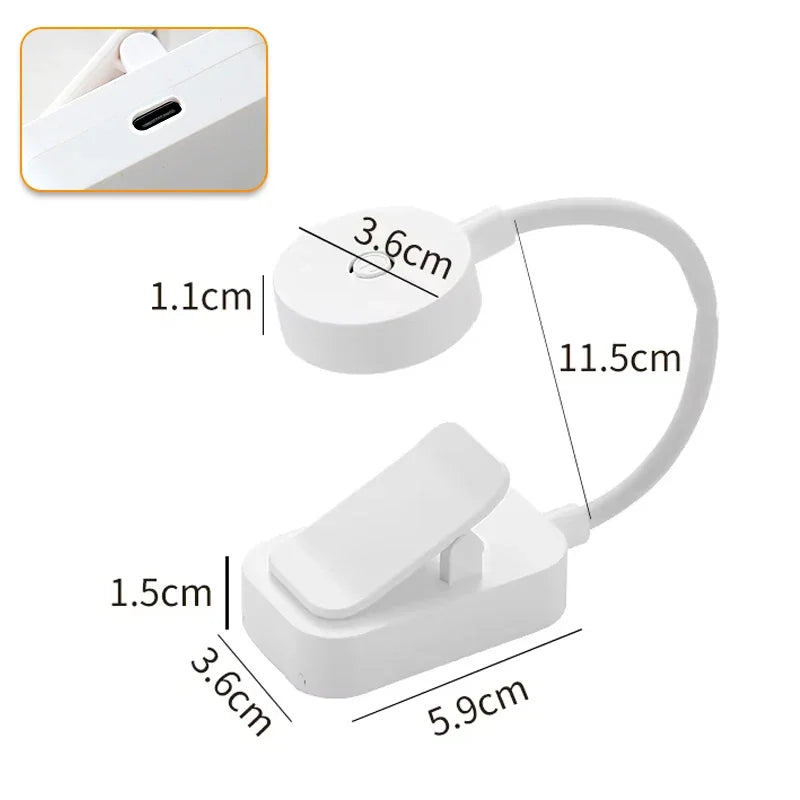 Mini LED Clip On Book Light, Eye Caring 3 Color Modes Portable Reading Lamp, Battery & USB Powered Bedside Night Light