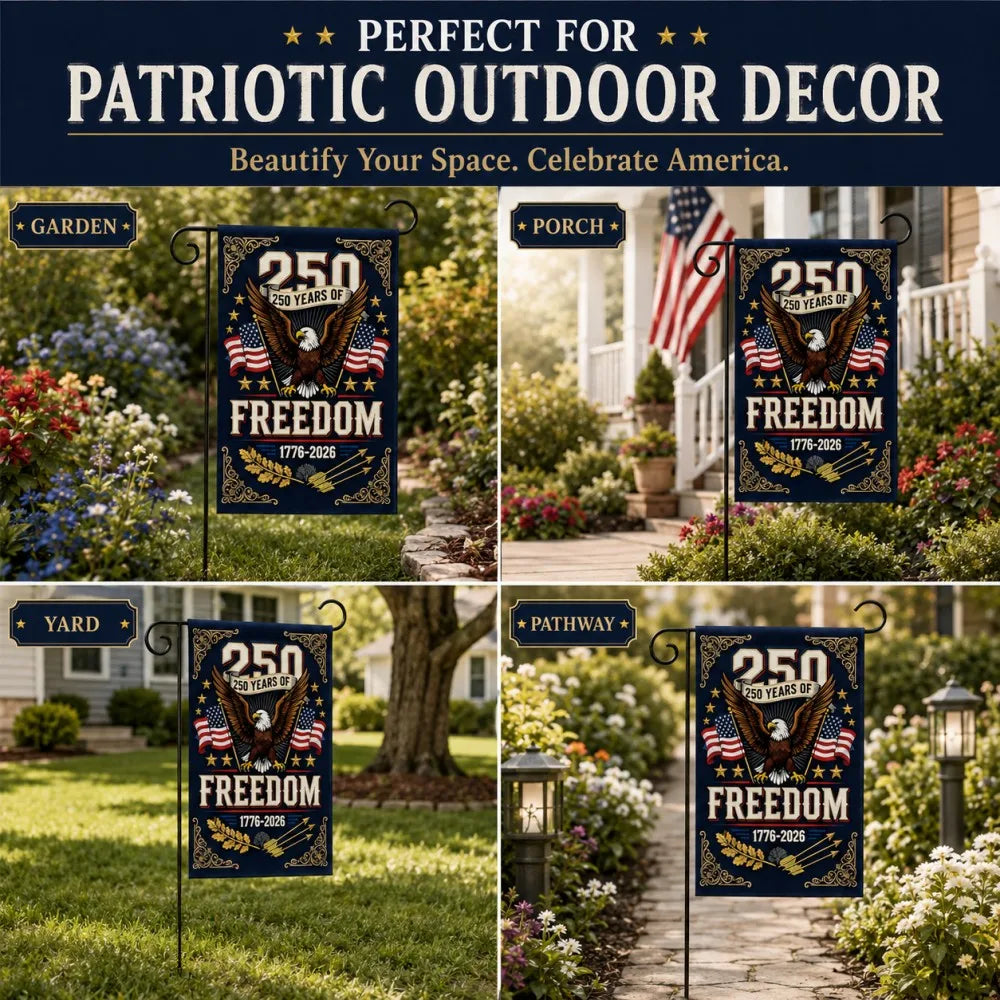 Patriotic Garden Flag 30x45cm 12x18in Polyester 250 Years of Freedom 1776-2026 Eagle American Flag Yard Banner Independence Day Memorial Day Veterans Day Porch Garden Lawn Pathway Farmhouse Home Entrance Outdoor Decor Holiday