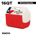 16 QT Texas Edition Playmate Elite Ice Chest Cooler for Outdoor Picnics and Tailgates, Red, Holds 30 Cans with Extended Ice Ret