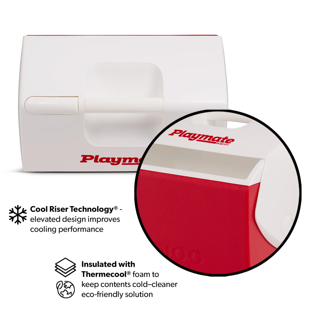 16 QT Playmate Elite Ice Chest Cooler Holds 30 Cans Compact Red Portable Insulated Beverage Chiller
