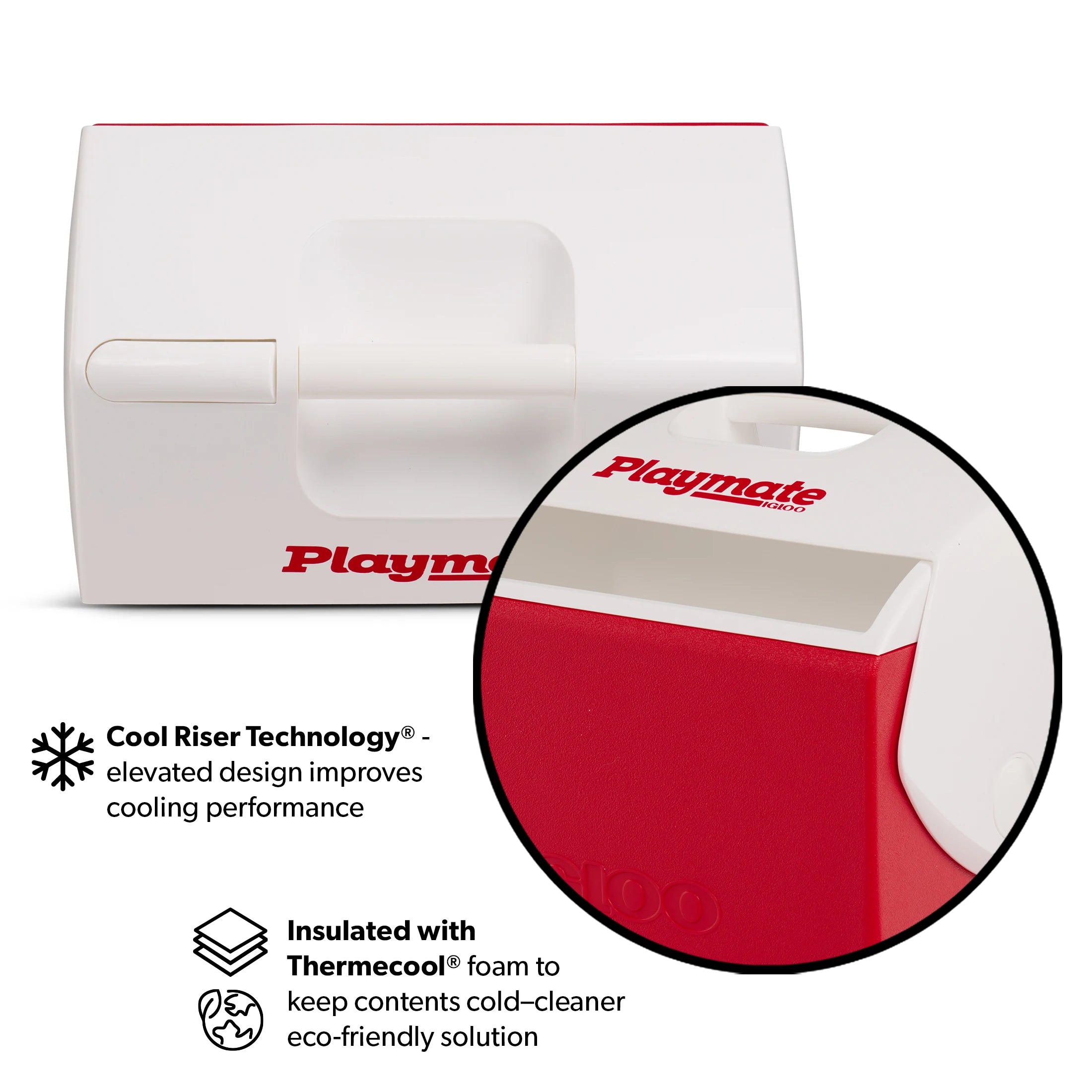16 QT Playmate Elite Ice Chest Cooler Holds 30 Cans Compact Red Portable Insulated Beverage Chiller