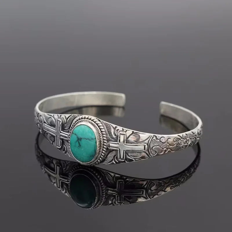 Vintage Classic Style Inlaid Synthetic Turquoise with Adjustable Jewelry Bracelet Suitable for Parties Jewelry Gifts and Banquet
