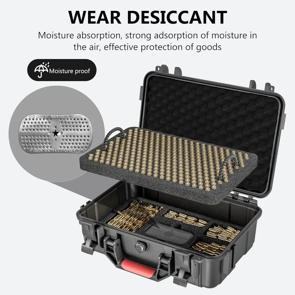 Waterproof Ammo Storage Case for 9mm, 380ACP, 38 S&W, 356 TS&W, 7.62