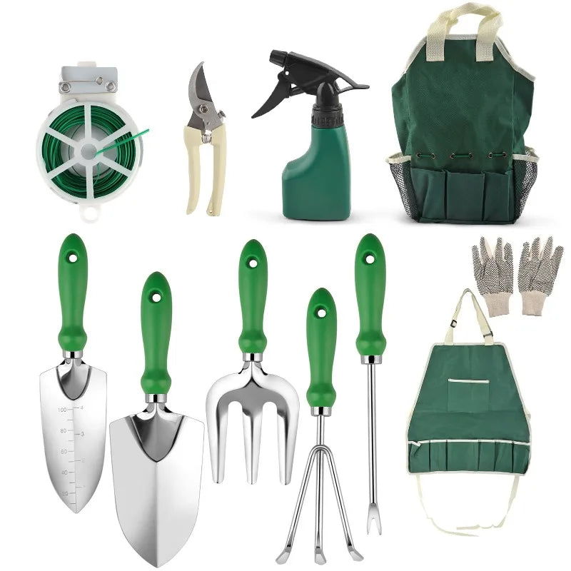 Garden Tool Set, Heavy Duty Gardening Work Set, 11 Piece Stainless Steel Hand Garden Tool Kit