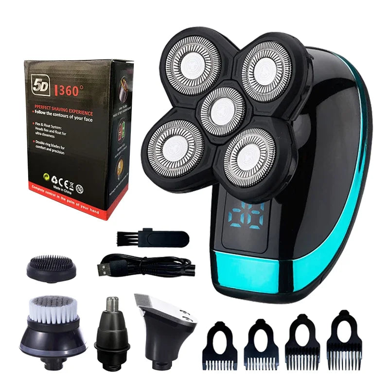 5 IN 1 Electric Razor, shaving, Beard Razor, Wet-Dry Dual Use Waterproof Fast Charging