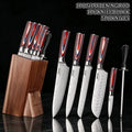 Kitchen Accessories 7PCS Professional Stainless Steel Knife Set with Sharpening Rod Wooden Holder
