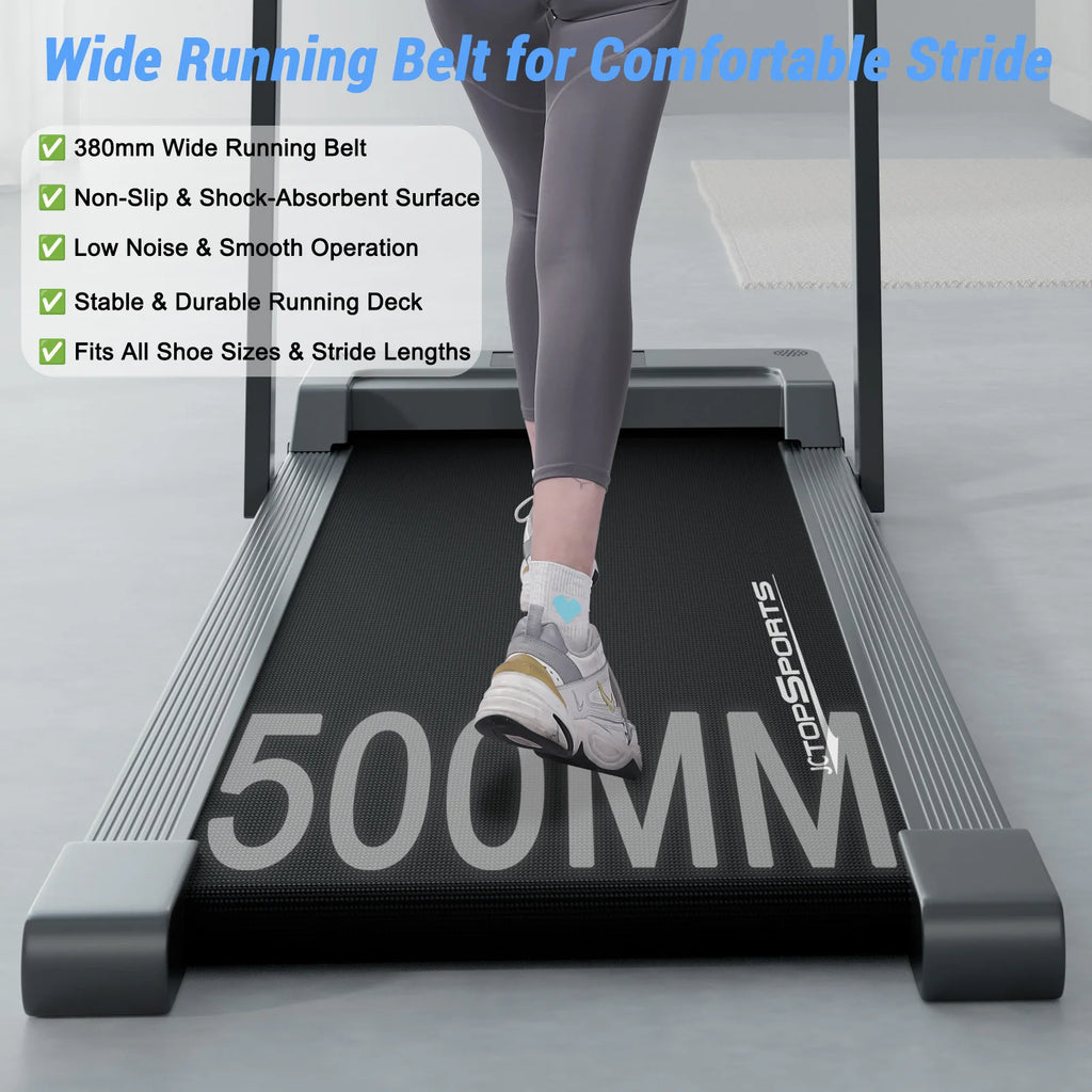 Walking Pad Treadmill with Handrail, Foldable Under Desk Treadmill for Home Office, Portable Compact Walking Treadmill with LED Display, Quiet Motor, Bluetooth App Control, for Walking Jogging and Light Running